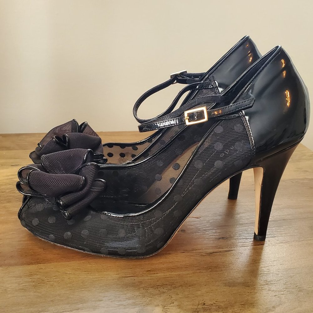 Kate Spade Didi Mesh Polka Dot PeepToe Size 9.5